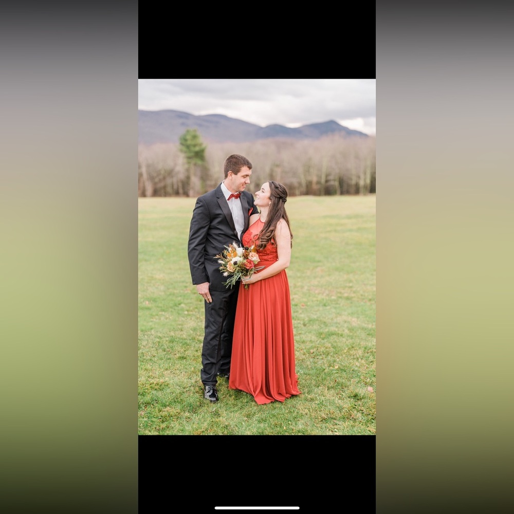 Azazie Halter Bridesmaid Dress in Rust